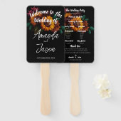 Éventail Joli Rustique Burnt Orange Floral Wedding Programm (Devant et derrière)