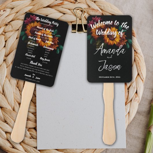 Éventail Joli Rustique Burnt Orange Floral Wedding Programm