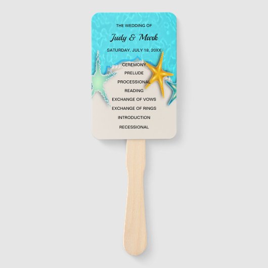 Éventail Joli Starfish Summer Beach Programme de mariage Fa (Devant)