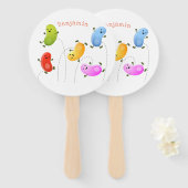 Éventail Jolie jellybeans bondissant dessin animé (Devant et derrière)