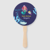 Éventail Jolie sirène requin baleine arc-en-ciel anniversai (Dos)