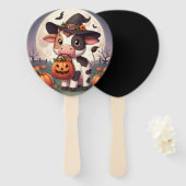 Éventail Jolie vache sorcière Halloween (Devant et derrière)