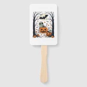 Éventail Jolis fantômes d'Halloween et forêt de citrouilles
