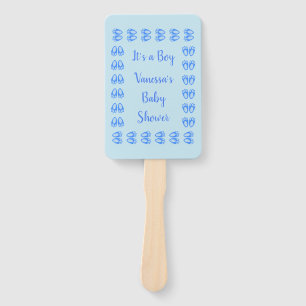 Éventail Jolis Pieds de Lapin Bleu pour Garçon Baby Shower 