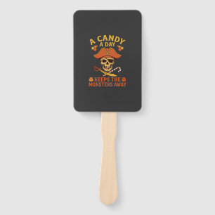 Éventail Jour de bonbons Halloween Pirate Crâne Canne
