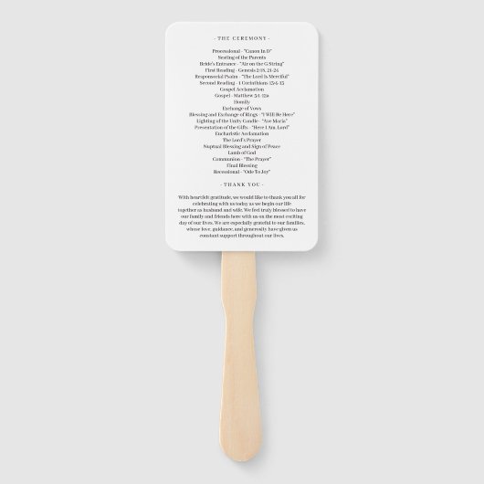 Éventail Journée spéciale ÉDITABLE Programme de mariage des (Dos)