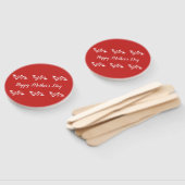 Éventail Joyeuse fête des mères rouges et blanches (Non-assemblé)