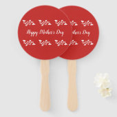 Éventail Joyeuse fête des mères rouges et blanches (Devant et derrière)