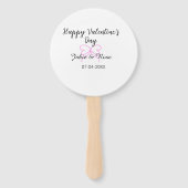 Éventail Joyeuse Saint-Valentin cœur rose ruban nom date st (Dos)