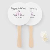 Éventail Joyeuse Saint-Valentin cœur rose ruban nom date st (Devant et derrière)