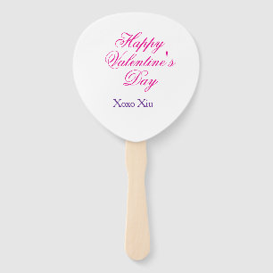 Éventail Joyeuse Saint-Valentin rose violet xoxo amour nom