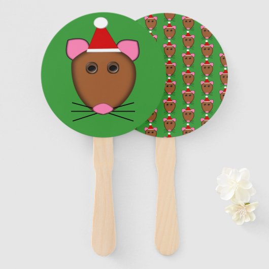 Éventail Joyeuse souris de Noël (Devant et derrière)