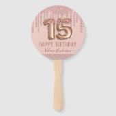 Éventail Joyeux 15e anniversaire des gouttes de diamant ros (Devant)