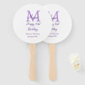 Éventail Joyeux 16e anniversaire violet ajouter nom monogra (Devant et derrière)