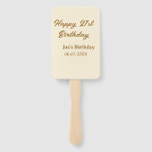 Éventail Joyeux 21e anniversaire brun pastel jaune nom date (Dos)