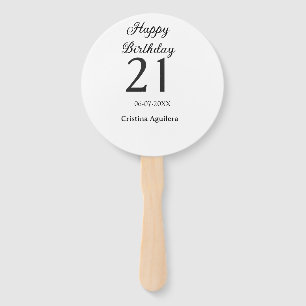 Éventail Joyeux 21e anniversaire lettre gras nom simple min