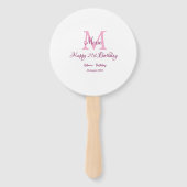 Éventail Joyeux 21e Anniversaire rose ajouter nom monogramm (Dos)