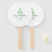 Éventail Joyeux 40e anniversaire vert ajouter nom monogramm (Devant et derrière)