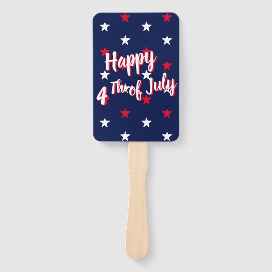 Éventail Joyeux 4 juillet, rouge blanc bleu marine (Devant)