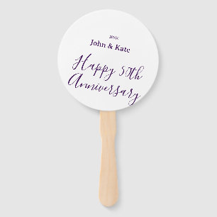 Éventail Joyeux 50e anniversaire nom violet année simple