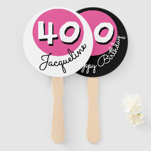 Éventail Joyeux Anniversaire 40ème Rose Nom Personnalisé Év