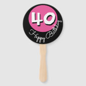 Éventail Joyeux Anniversaire 40ème Rose Nom personnalisé Fa (Dos)