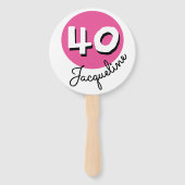 Éventail Joyeux Anniversaire 40ème Rose Nom personnalisé Fa (Devant)