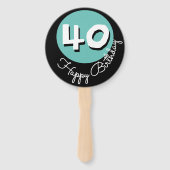 Éventail Joyeux anniversaire 40ème Turquoise Nom personnali (Dos)