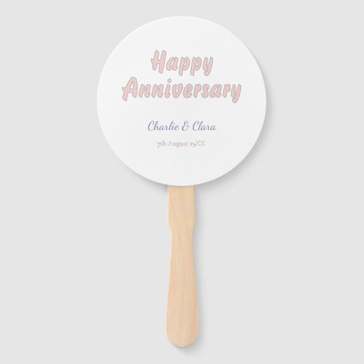 Éventail Joyeux anniversaire ajouter nom rose gris pastel g (Devant)