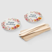 Éventail Joyeux Anniversaire Élégante couronne florale (Non-assemblé)