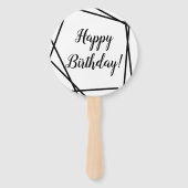 Éventail Joyeux anniversaire funky géométrique noir et blan (Devant)