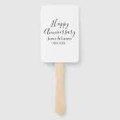 Éventail Joyeux anniversaire mariage nom date année simple (Dos)