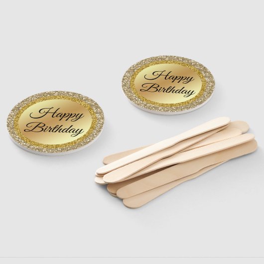 Éventail joyeux anniversaire, or luxe fond classique chic (Non-assemblé)