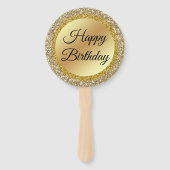 Éventail joyeux anniversaire, or luxe fond classique chic (Dos)