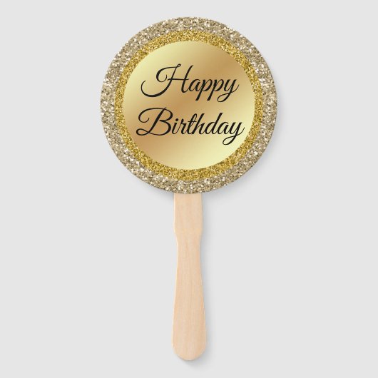 Éventail joyeux anniversaire, or luxe fond classique chic (Devant)