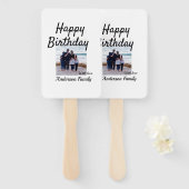 Éventail Joyeux anniversaire photo nom de famille classe él (Devant et derrière)