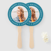 Éventail Joyeux anniversaire simple Preppy moderne photo pe (Devant et derrière)