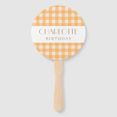 Éventail Joyeux Fun Orange en vichy plaid chèque anniversai (Devant)
