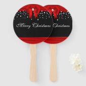 Éventail Joyeux Noël rouge et noir (Devant et derrière)