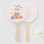 Éventail Joyeux panier de Pâques et papillons (Devant et derrière)
