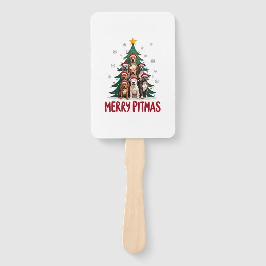 Éventail Joyeux Pitmas Pitbull Chien Pull de Noël Moche Tr (Devant)