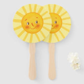 Éventail Joyeux soleil jaune (Devant et derrière)