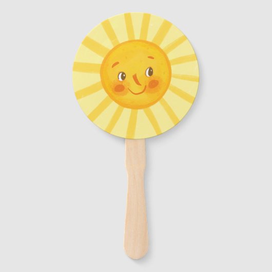 Éventail Joyeux soleil jaune (Devant)