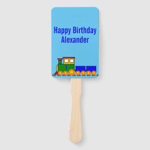 Éventail Joyeux train et nom d'anniversaire 