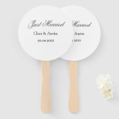 Éventail Just Married add couple name date year wedding sim (Devant et derrière)