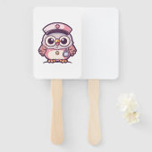 Éventail Kawaii Owl comme infirmière (Devant et derrière)