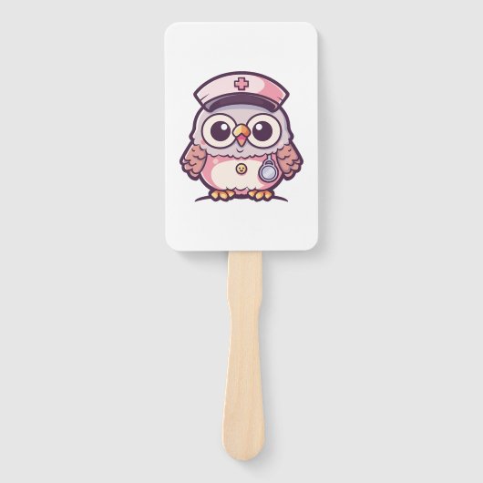 Éventail Kawaii Owl comme infirmière (Devant)