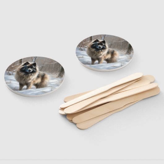 Éventail Keeshond Qu'Il Neige Noël (Non-assemblé)