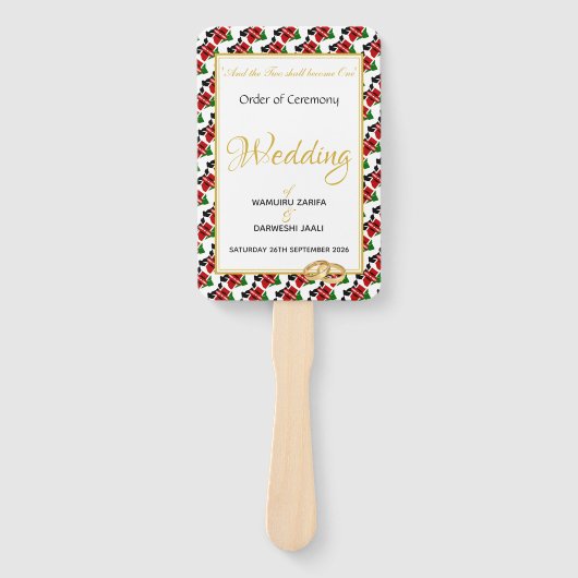 Éventail KENYA Christian Custom Wedding Programme (Devant)