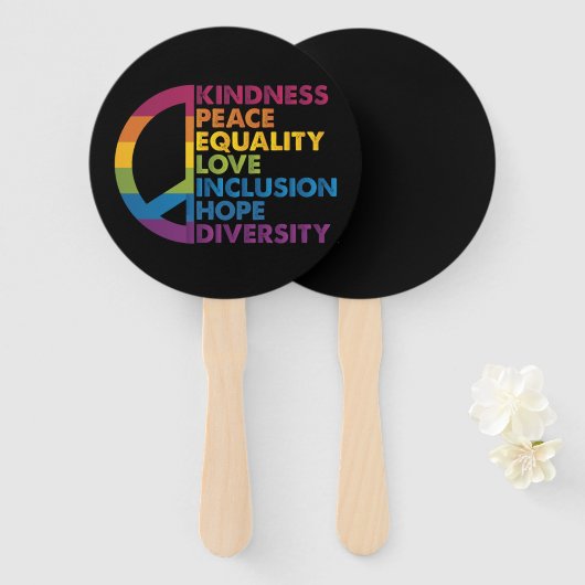 Éventail Kindness Peace Equality Love Inclusion Hope Divers (Devant et derrière)